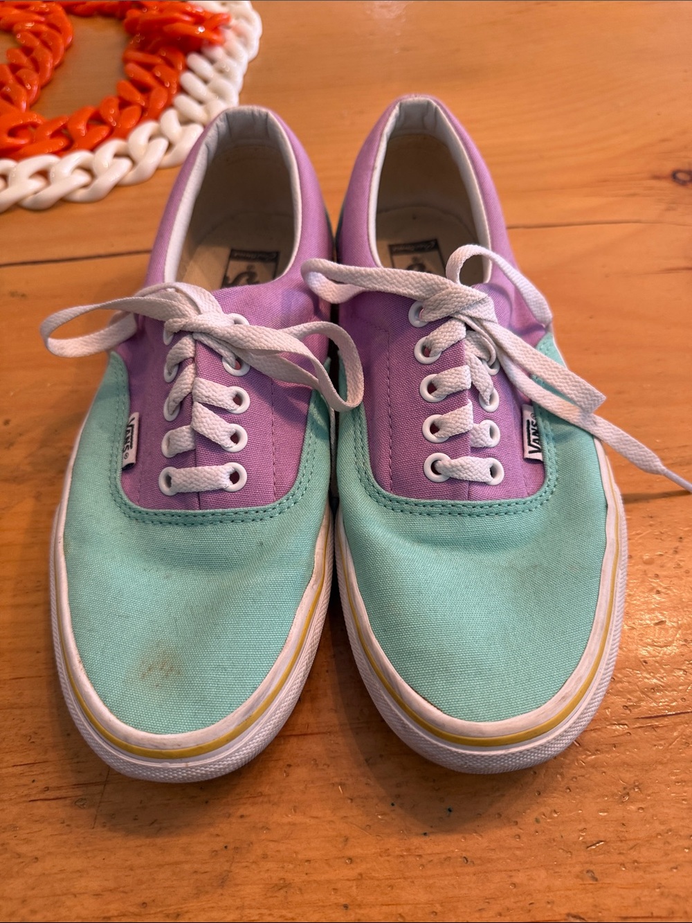 Vans Two-Tone Low-Top Sneakers in Mint Green and Lavender